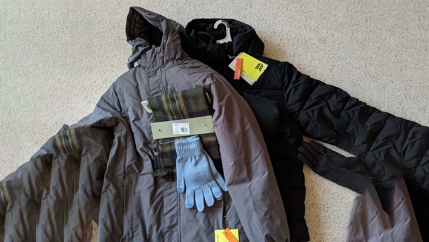 purchased winter clothing such as coats, gloves, and scarves to donate