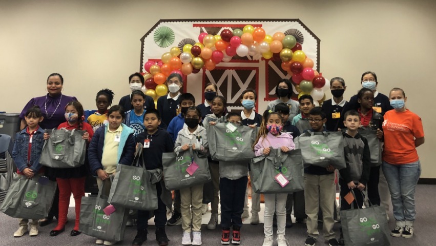 Landis Elementary School students received their winter clothes and gift