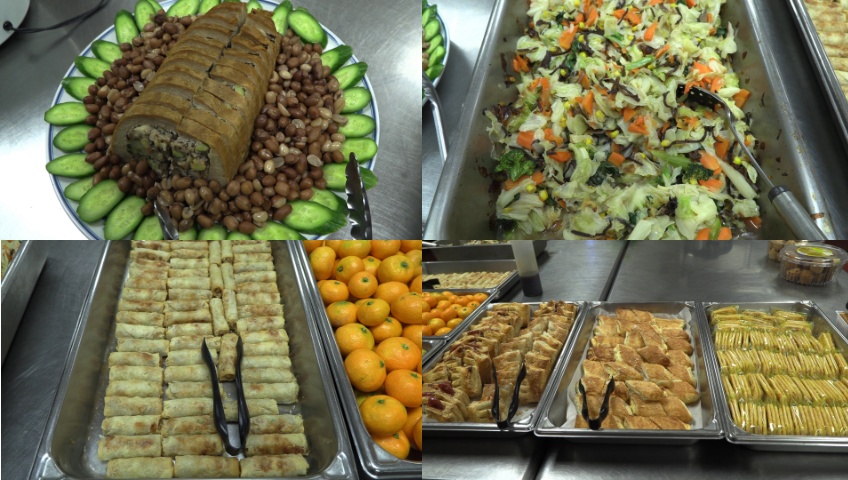 Vegetarian snacks prepared by Tzu Chi volunteers