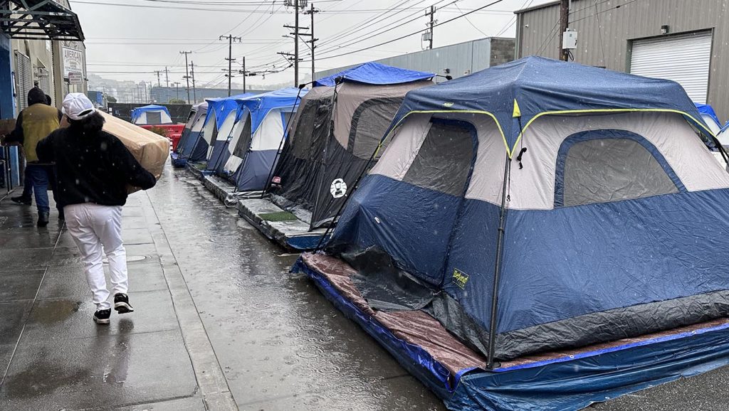 Tents where unhoused people living