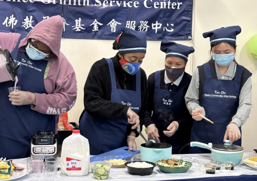 Tzu Chi Youth Warriors cooking vegetarian food