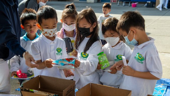 Cupertino Academy students recycling together