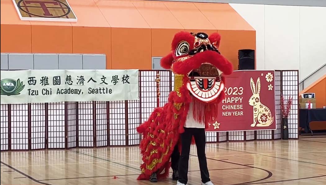 Dragon dance in Tzu Chi Seattle Academy