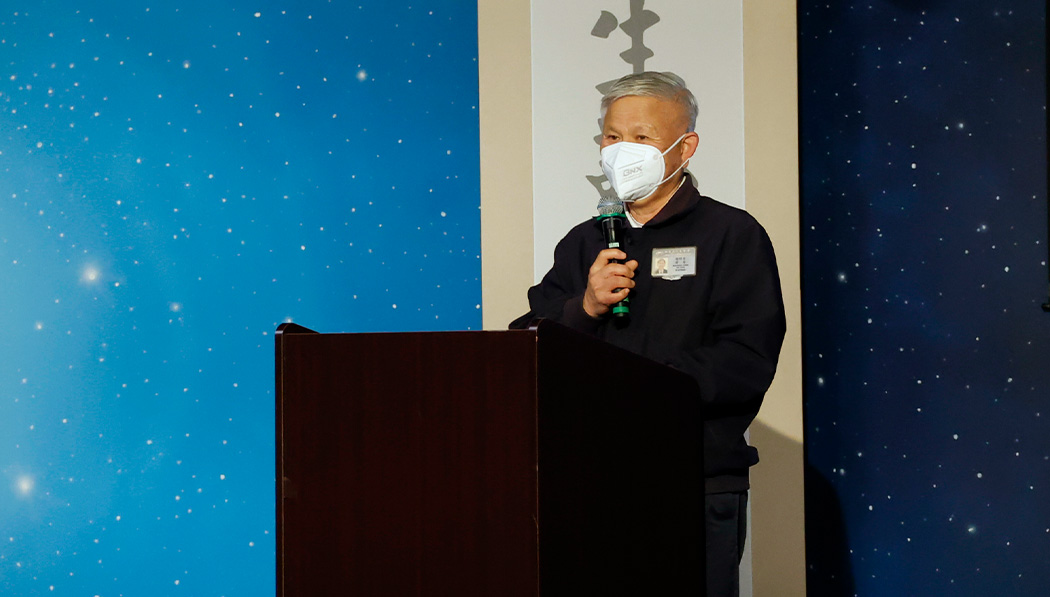 Tzu Chi volunteer giving speech