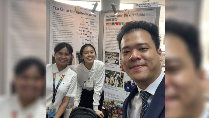 Three youths represent the Buddhist Tzu Chi Charity Foundation at the 10th UN Asia-Pacific Forum