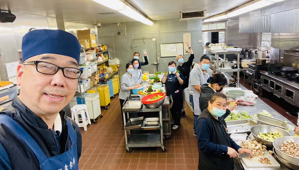 Tzu Chi culinary team working in the kitchen
