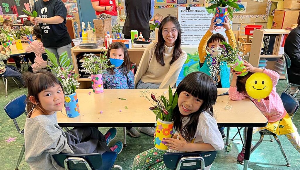 Boston Baldwin Early Learning Pilot Academy students holding their plant