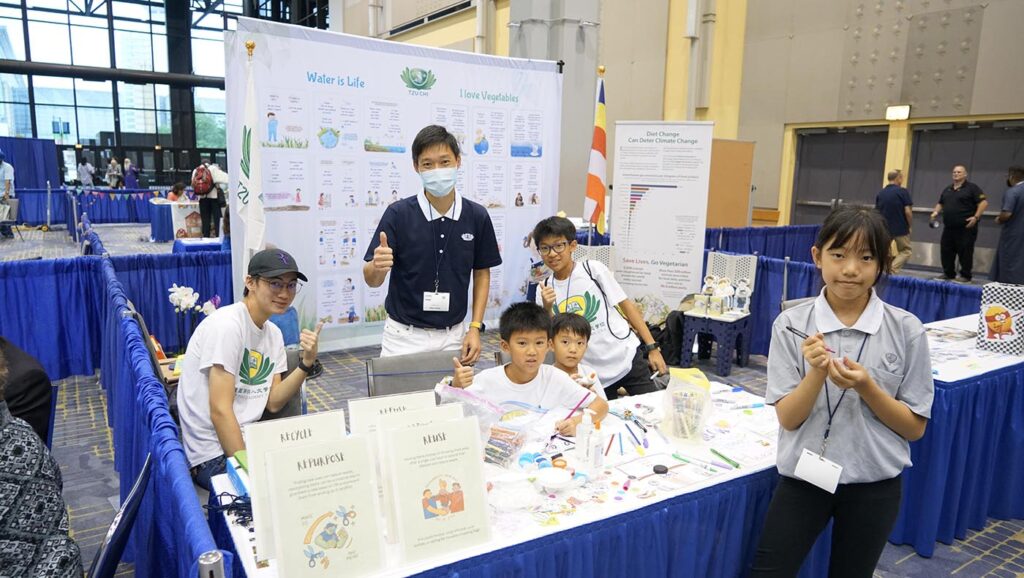 A booth for youngsters shares the importance of environmental protection and compassion for all life.