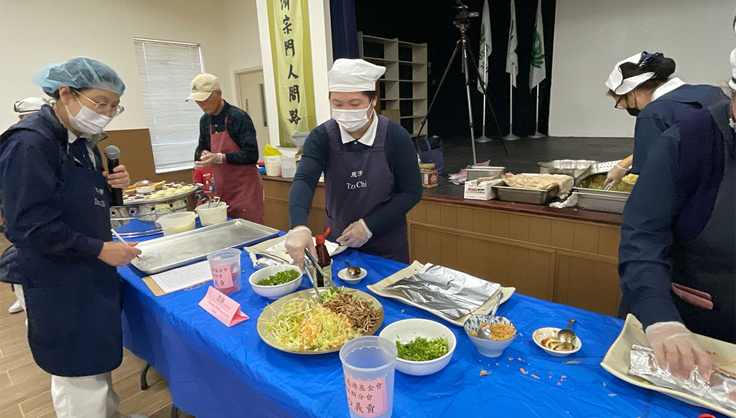Volunteer freshly make vegetarian meal