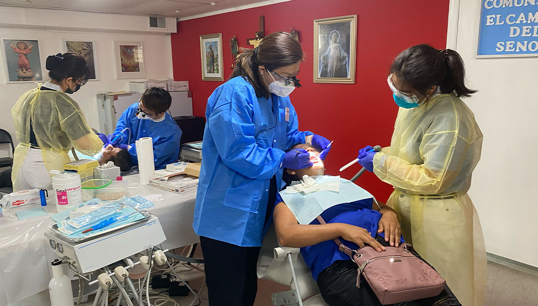 Dentists giving treatment