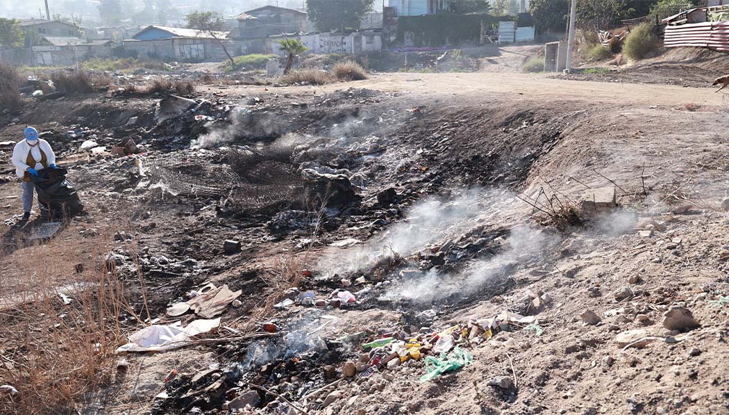 Trash burning in Tijuana