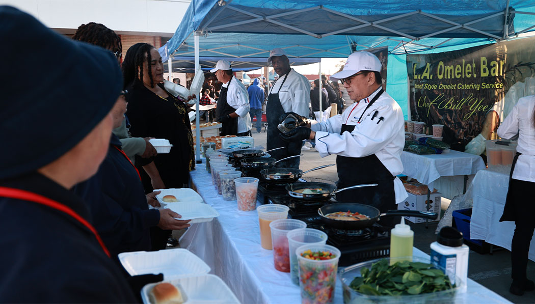 Professional chefs prepared delicious breakfast for visiting families