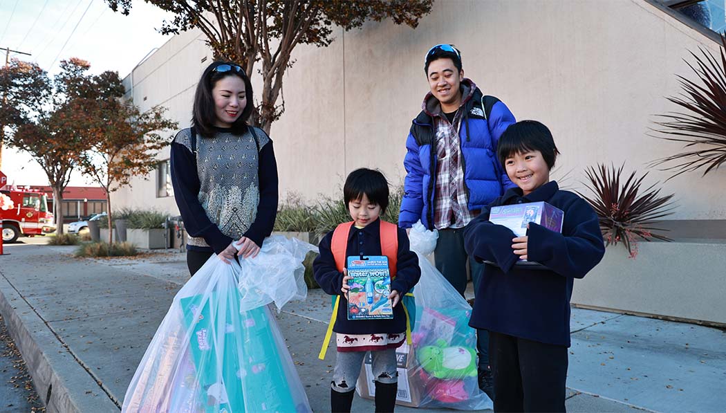 Children return home with a full load of gifts