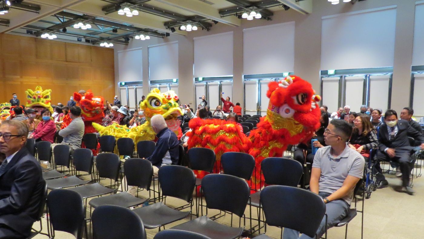 A traditional lion dance performance.
