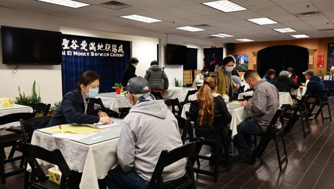 Tzu Chi USA volunteers provide free tax filing for community members at the El Monte.