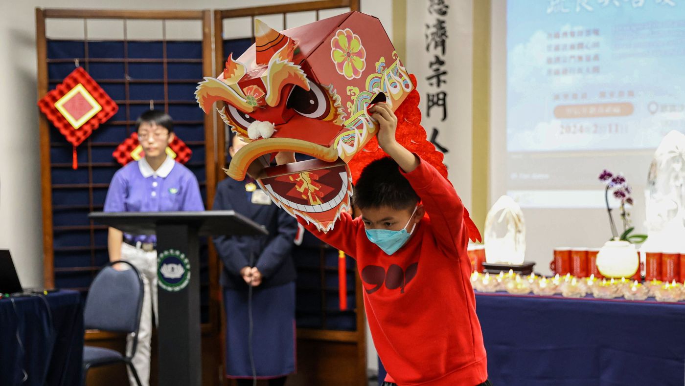 The lion dance performance by Xie Qiliang from Tzu Chi Kindergarten brought everyone a unique audio-visual feast.