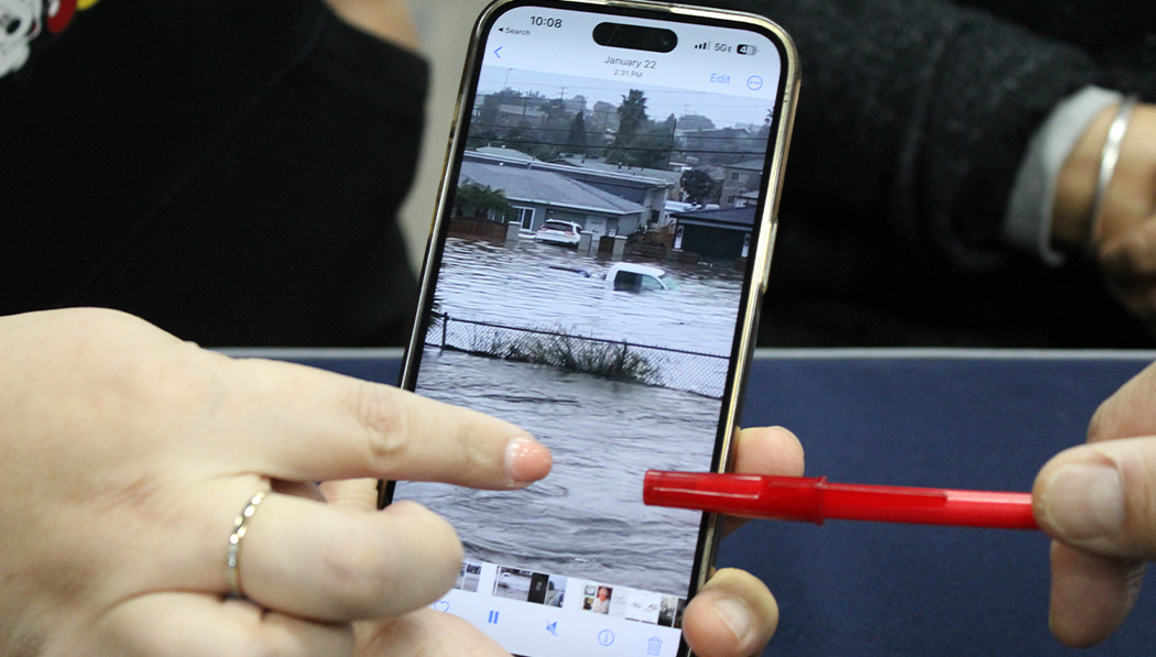 Flooding photo on a phone