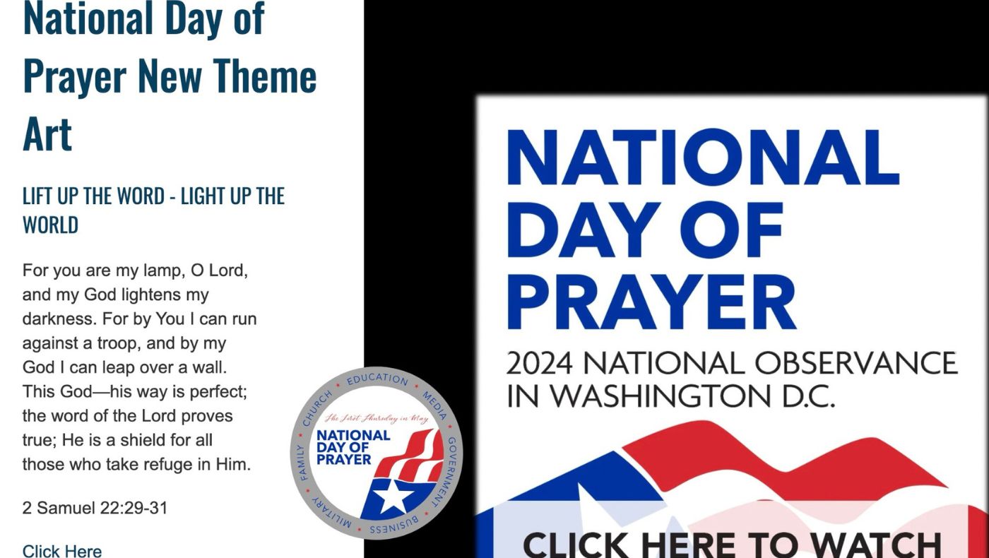 The theme of the 2024 National Day of Prayer is "Lift Up the Word—Light Up the World," advocating the power of faith. Image source/US National Day of Prayer official website