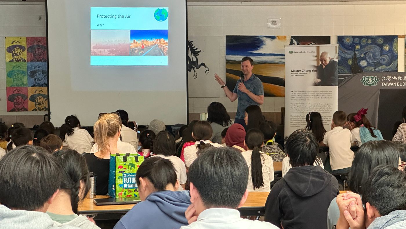 Parents who serve in the U.S. Environmental Protection Agency share environmental knowledge with teachers and students throughout the school.