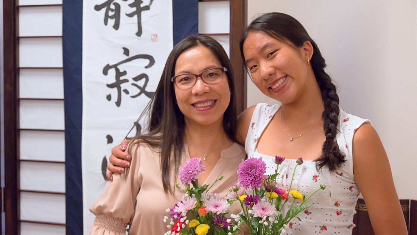 凱特（Katie）首次與女兒參加親子花道。攝影／朱文廣