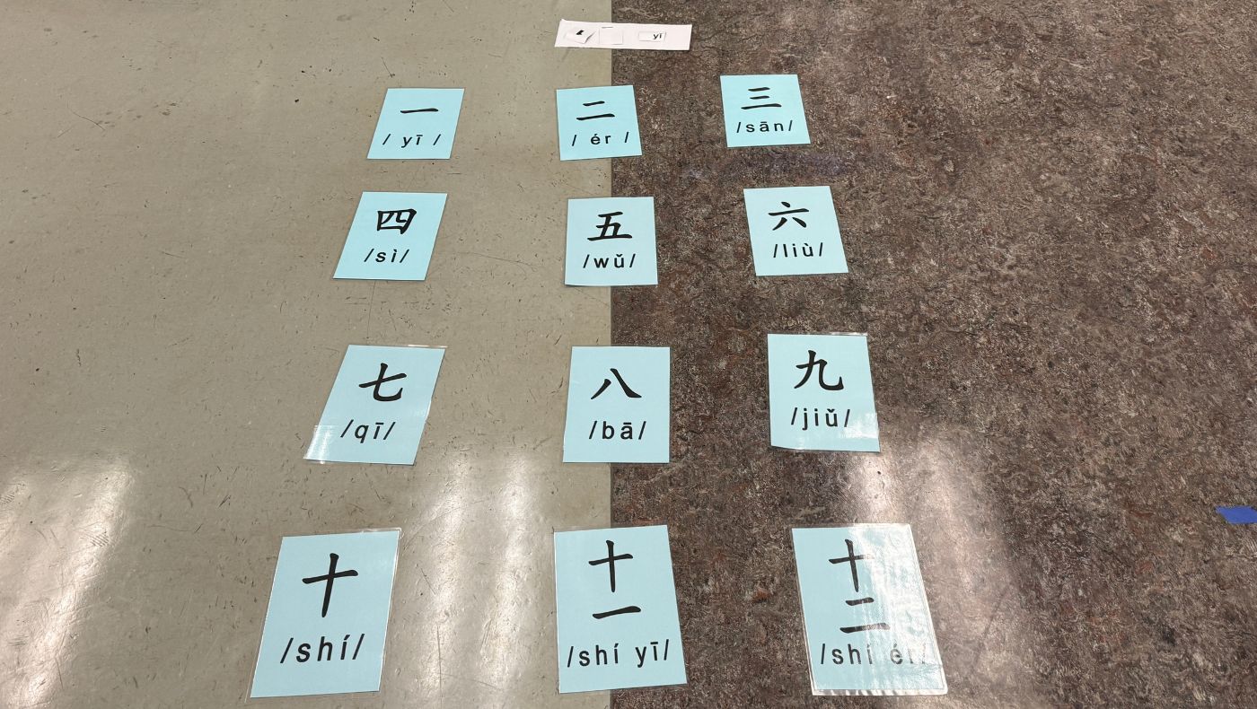 Flash cards display Chinese numerals. Photo/Lulu Yin
