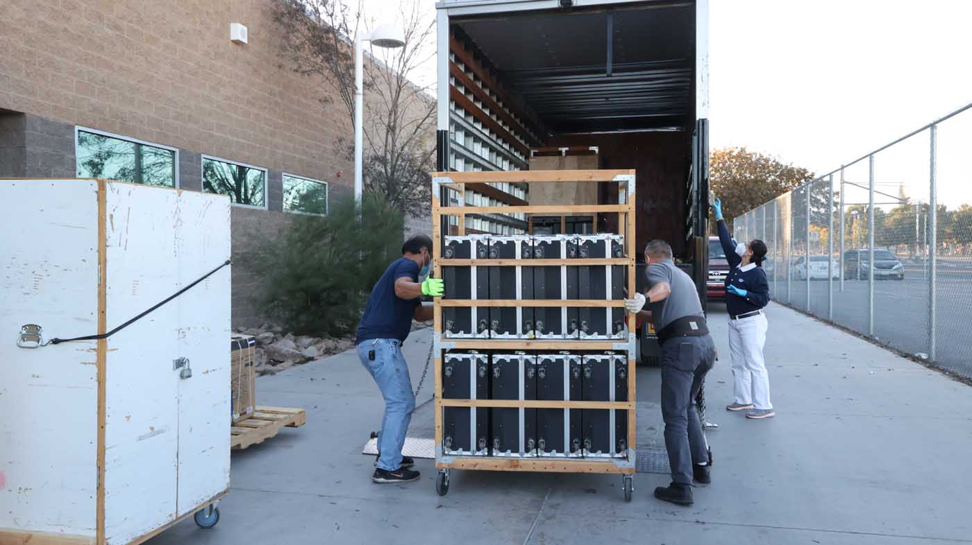 Pallet-like units are easily transported for easy loading and unloading of vital dental equipment. Photos/Shuli Lo