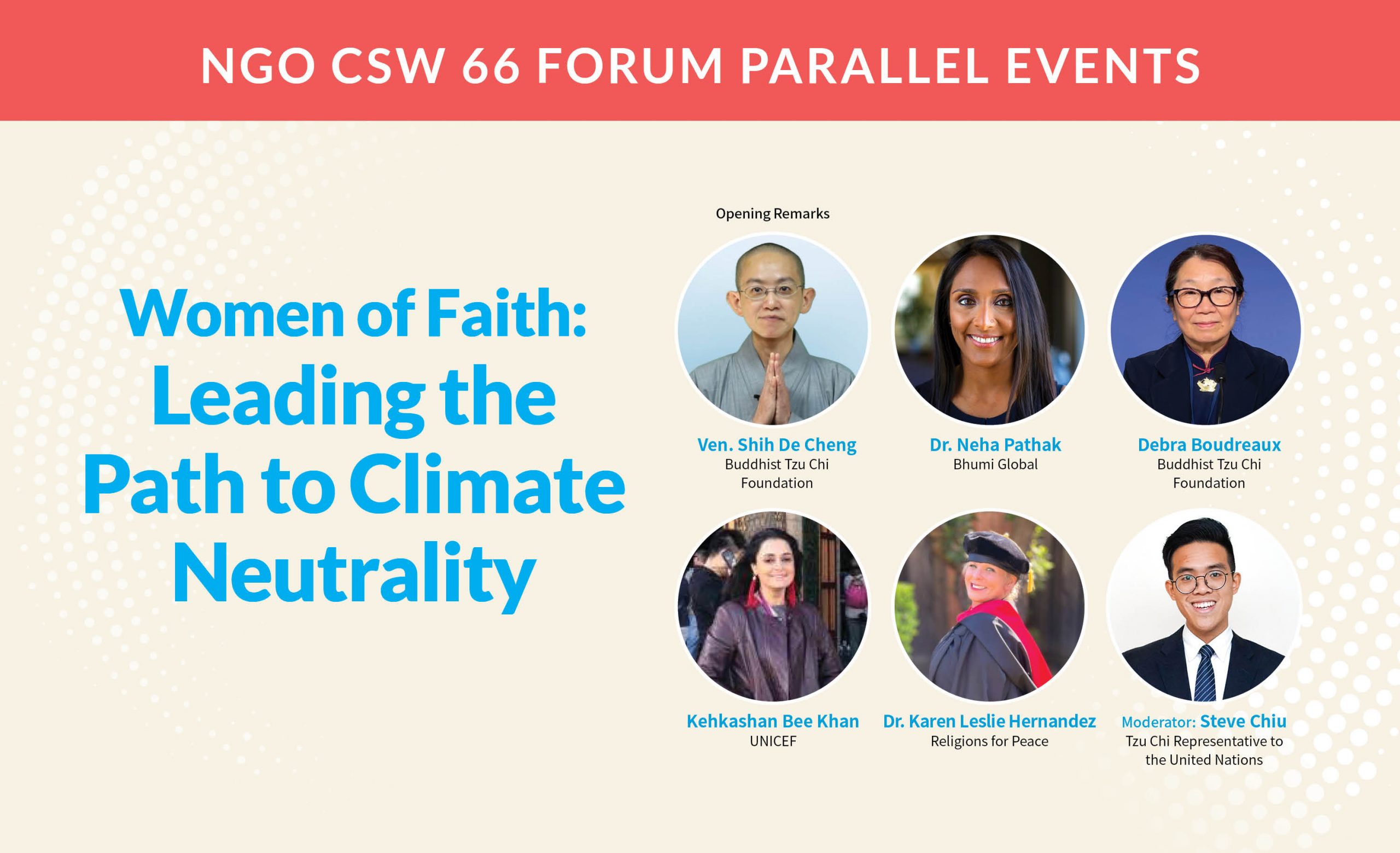 NGO CSW 66 Forum Parallel Event Women of Faith. Leading the Path to