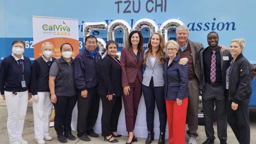 Fresno’s mobile clinic team and partners mark the milestone of providing the 5,000th pair of free prescription eyeglasses.