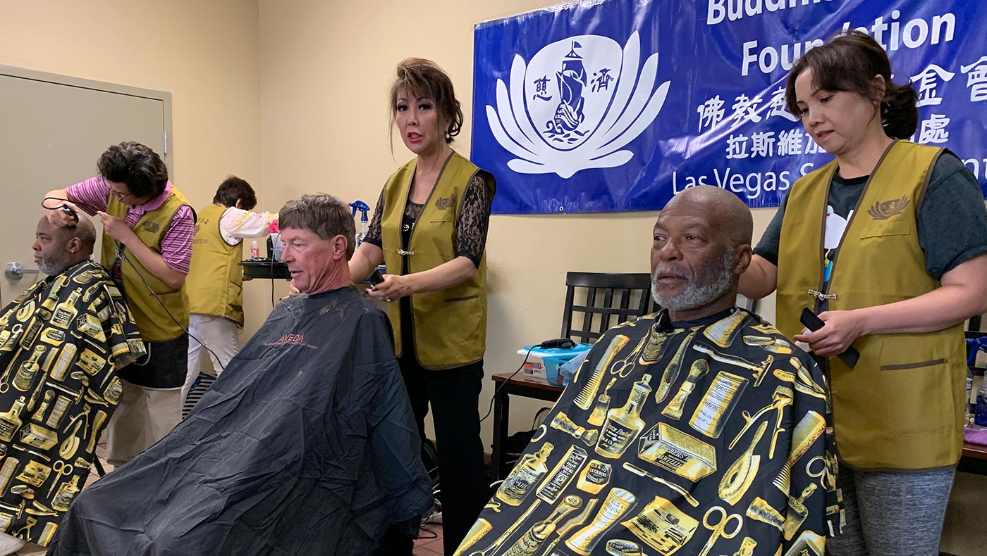 The free clinic in Las Vegas also provides free haircut services to people struggling with homelessness who can’t afford them. Photo/Ruijing Zheng