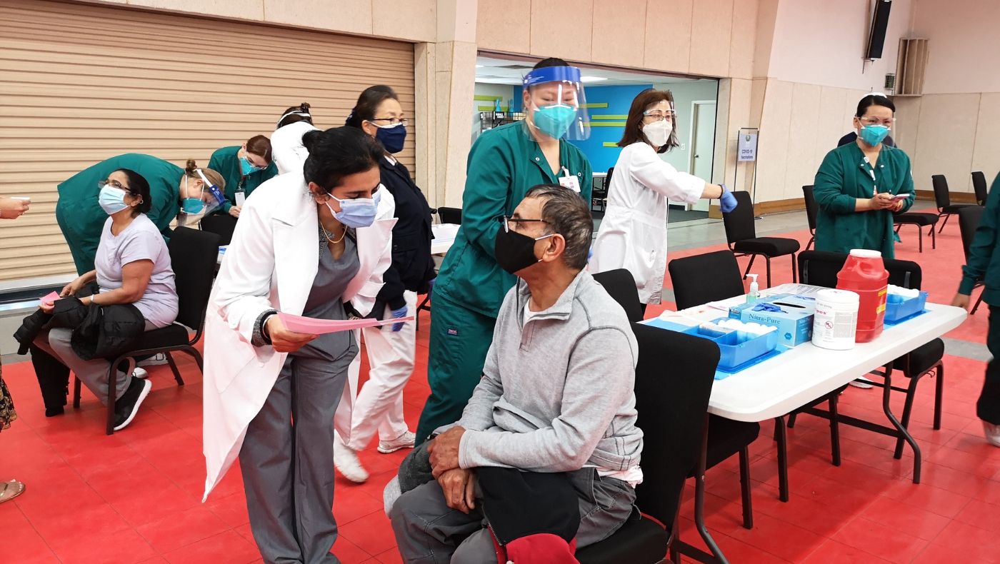 At the vaccination event in Easton, local medical volunteers worked with medical students to serve the public.