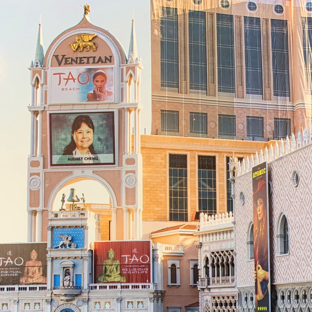 Audrey was selected as the Outstanding Manager of the Quarter at the Venetian Casino and appeared on the big screen of the Venetian Resort Casino Hotel