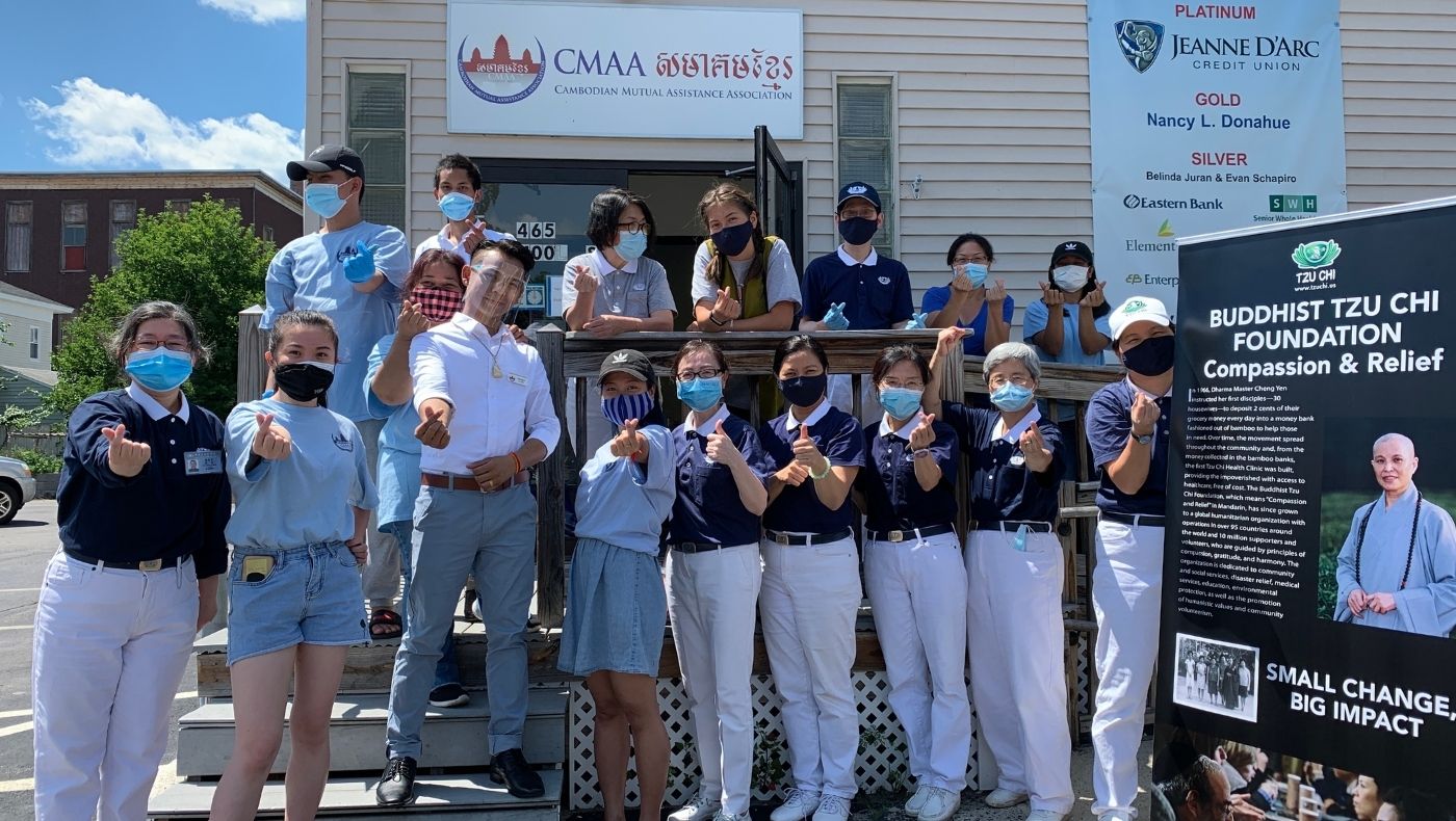 On July 18, 2020, Boston volunteers cooperated with the Cambodian Mutual Assistance Association of Greater Lowell to hold a food distribution.