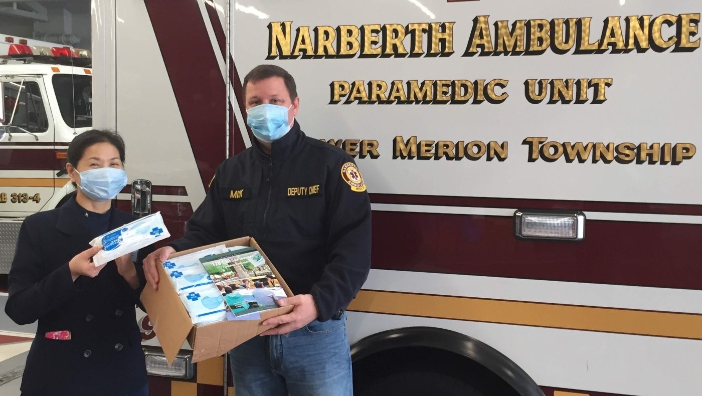In April 2020, Philadelphia volunteers donated epidemic prevention supplies to organizations including Narberth Ambulance.