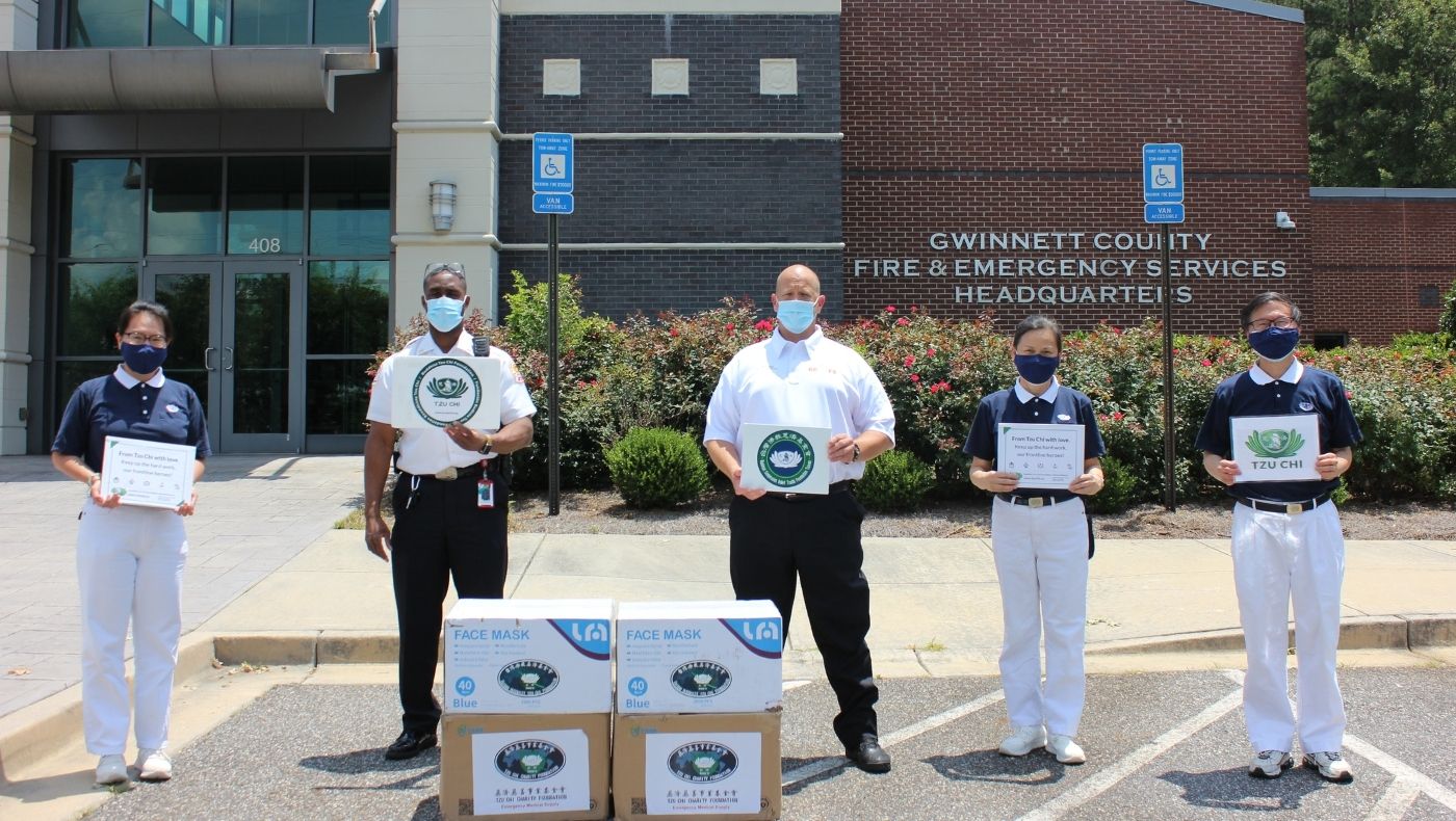 Atlanta volunteers donated epidemic prevention supplies to the Gwinnett County Fire and Emergency Services Department and Police Headquarters in Gwinnett County, Georgia.