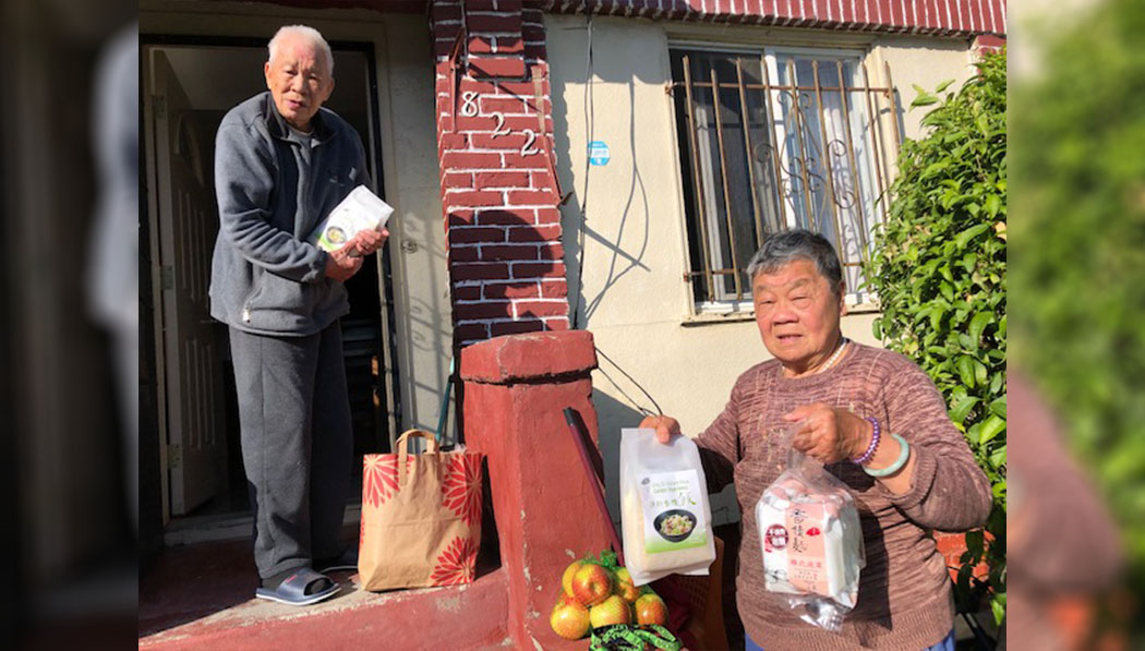 Oakland Service Center volunteers bring comfort and peace of mind to older adults living alone through grocery deliveries that include Jing Si instant rice and noodles.