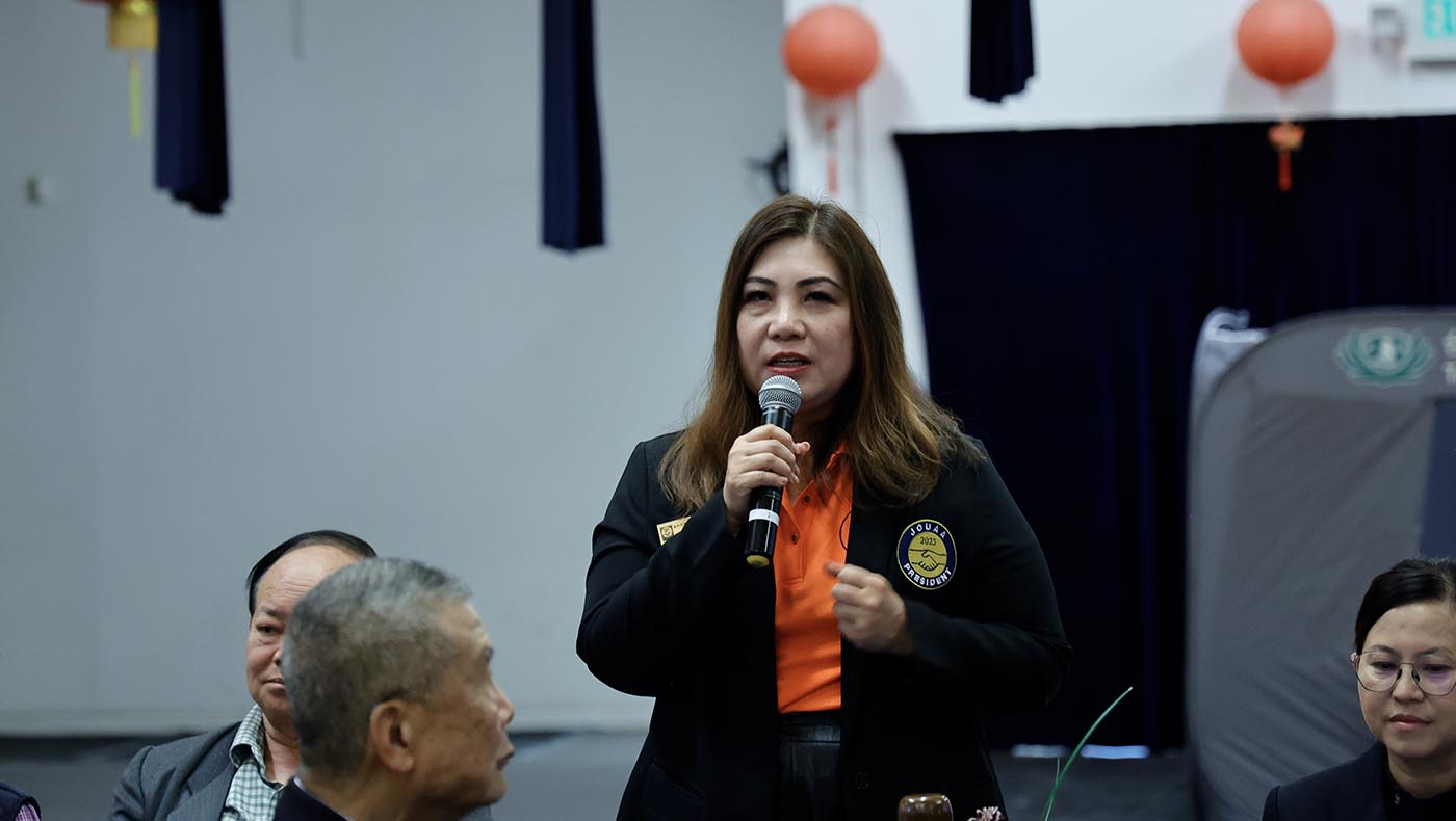 南加州中國大專院校聯合校友會（Joint Chinese University Alumni Association of Southern California）會長曾翔瑜呼籲各校校友為天災出力。攝影／駱淑麗